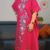 Fuchsia Cotton Kaftan | Free Size | Kashmiri Aari