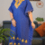 Blue Cotton Kaftan | Free Size | Kashmiri Aari