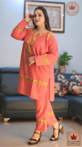 Salmon Aari Embroidered Co-ord Set | Size 50