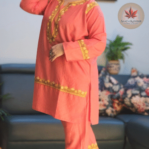 Salmon Aari Embroidered Co-ord Set | Size 50