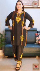 Black & Gold Aari Co-ord Set | Size 44