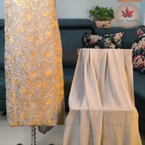 Fine Georgette Dress Material | Gold Aari Elegance