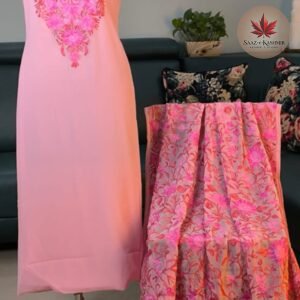 Light Pink Georgette Dress Material with Full Aari Dupatta