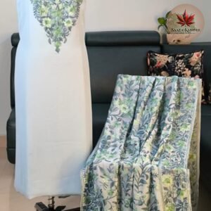 Sky Blue Georgette Dress Material with Full Green Aari Dupatta