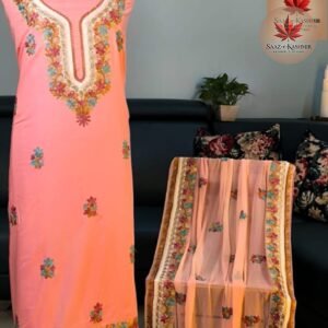 Multi-Color Aari Rayon Dress Material with Chiffon Dupatta