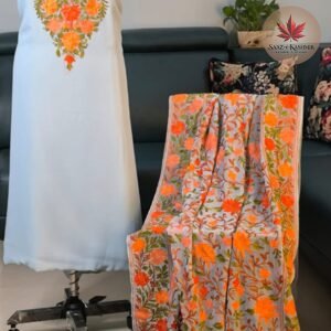 Sky Blue Georgette Dress Material with Full Aari Dupatta