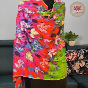 Fine Wool Stole with Vibrant Floral Aari Embroidery
