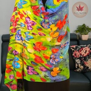 Multi-Color Woolen Stole with Vibrant Aari Work