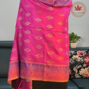 Woolen Stole | Pink & Lavender Resham Work