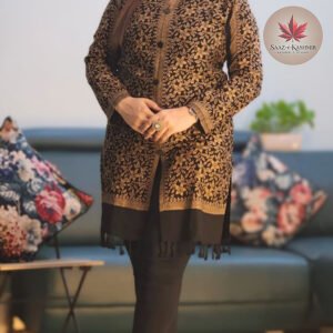 Black Woolen Kurta | Jamawar Design (Size 42)