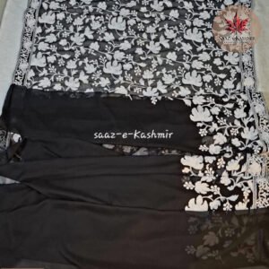 Black Georgette Saree with Intricate White Embroidery