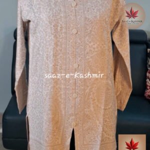 Off-White Woolen Kurta | Woven Jamawar Design (Size 42)