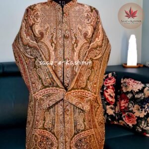 Kashmiri Woollen Coat – Beige Paisley Heritage Design