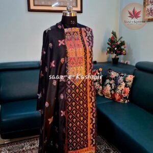 Black Kani Silk Suit – Traditional Kashmiri Weave