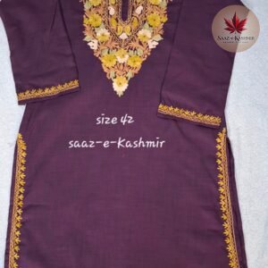 Summer Cool Kurti – Wine Purple Kashmiri Aari Work