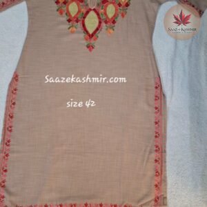 Golden Embroidery Cotton Kurta – Kashmiri Aari Work