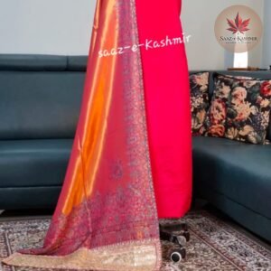 Hot Pink Tissue Suit with Sunset Orange Dupatta – Festive Statement Ensemble