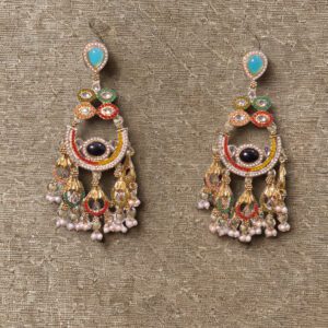 Multicolor Royal Golden Dangler Earrings