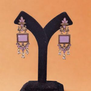 Blush Pink Vintage Stone Square Danglers