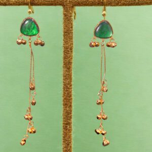 Emerald Green Long Chain Kashmiri Danglers