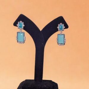 Turquoise Blue Minimal Stone Stud Danglers
