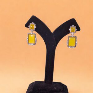 Yellow Minimal Stone Stud Danglers