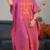 Rani Pink Cotton Kaftan | Free Size | Kashmiri Aari