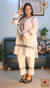 Off-White & Mauve Aari Embroidered Co-ord Set | Size 50