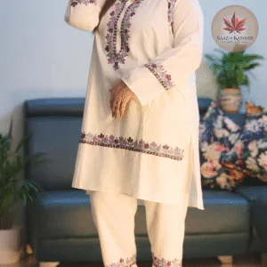 Off-White & Mauve Aari Embroidered Co-ord Set | Size 50