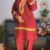 Maroon & Gold Aari Co-ord Set | Size 50