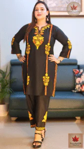 Black & Gold Aari Co-ord Set | Size 44