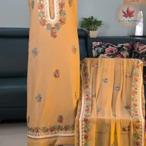 Mustard Aari Rayon Dress Material with Chiffon Dupatta