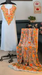 Sky Blue Georgette Dress Material with Full Aari Dupatta