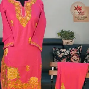 Salmon Pink Co-ord Set (Size 40) | Golden Aari Work