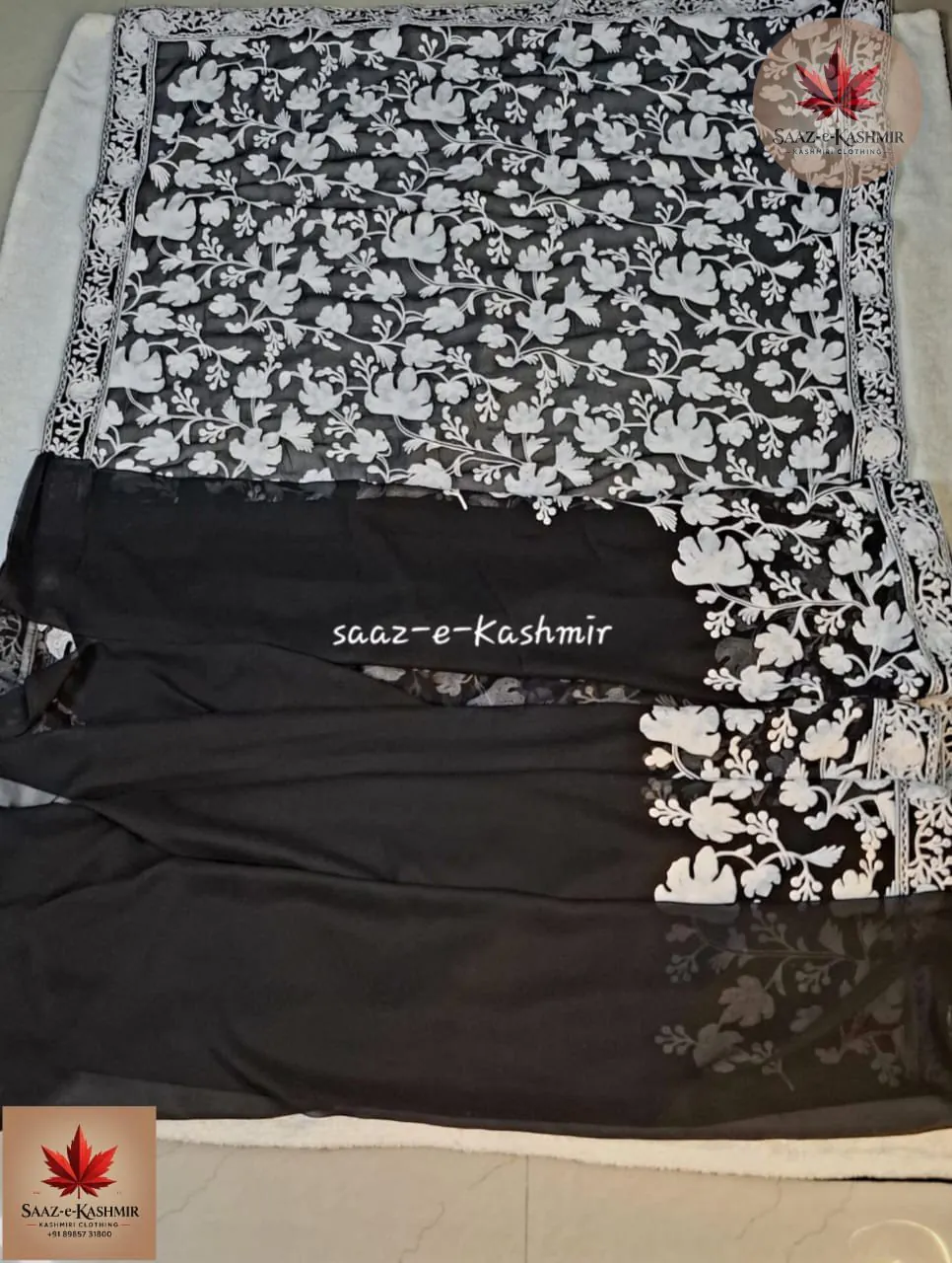 Saaz E Kashmir handcrafted Kani silk suit with traditional Kashmiri embroidery