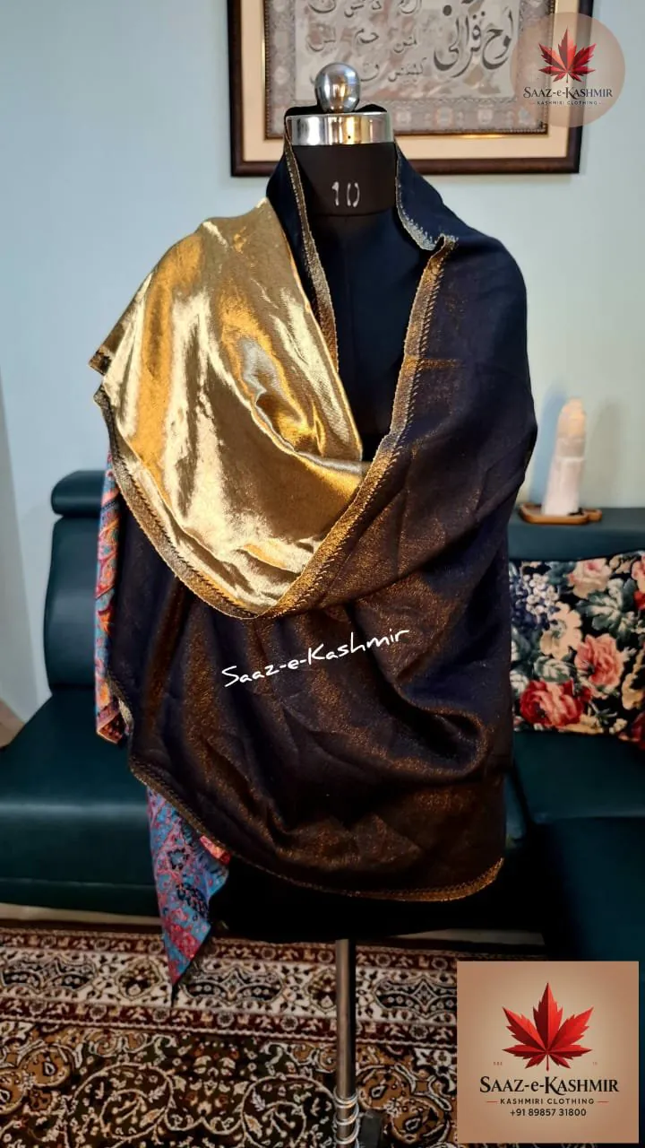Saaz E Kashmir handcrafted Kani silk suit with traditional Kashmiri embroidery