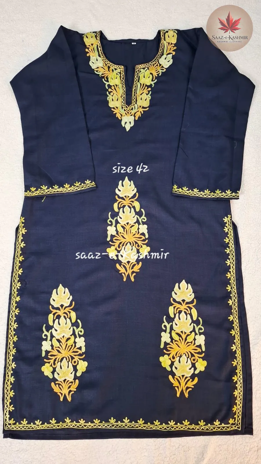 Blue Kashmiri Aari embroidered co-ord set for women