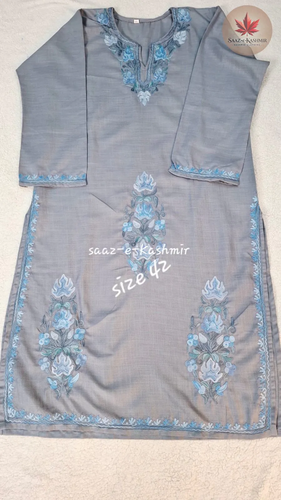 Saaz E Kashmir handcrafted Kashmiri kurti with traditional ethnic embroidery