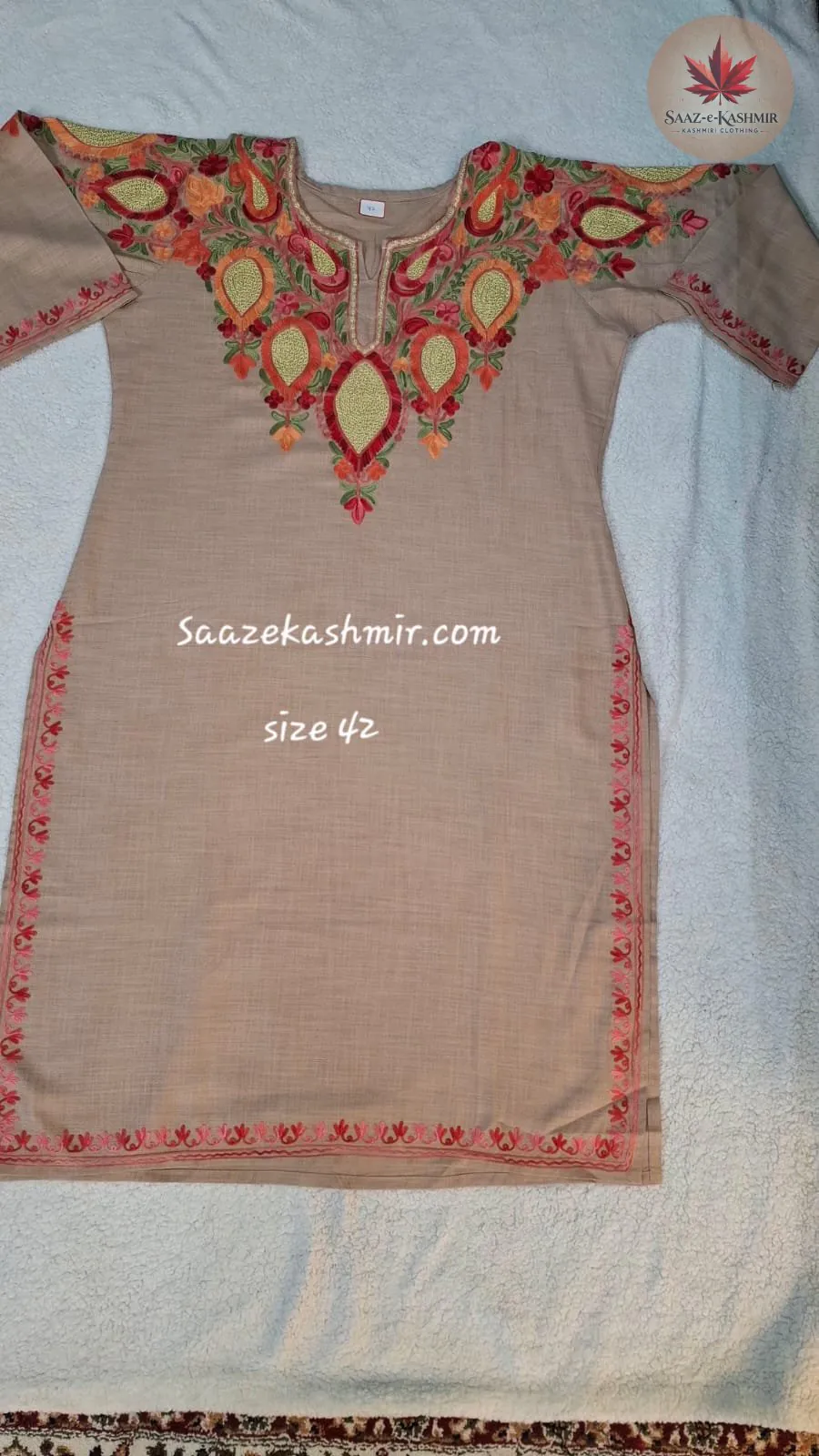 Saaz E Kashmir handcrafted Kashmiri kurti with traditional ethnic embroidery