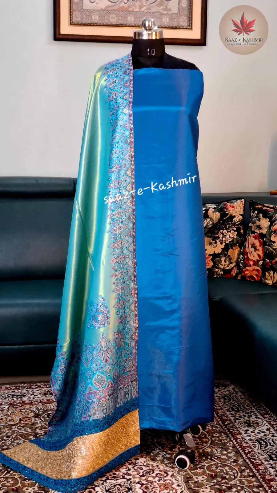 Royal Blue Tissue Suit with Moonlight Dupatta – Elegant Evening Drape