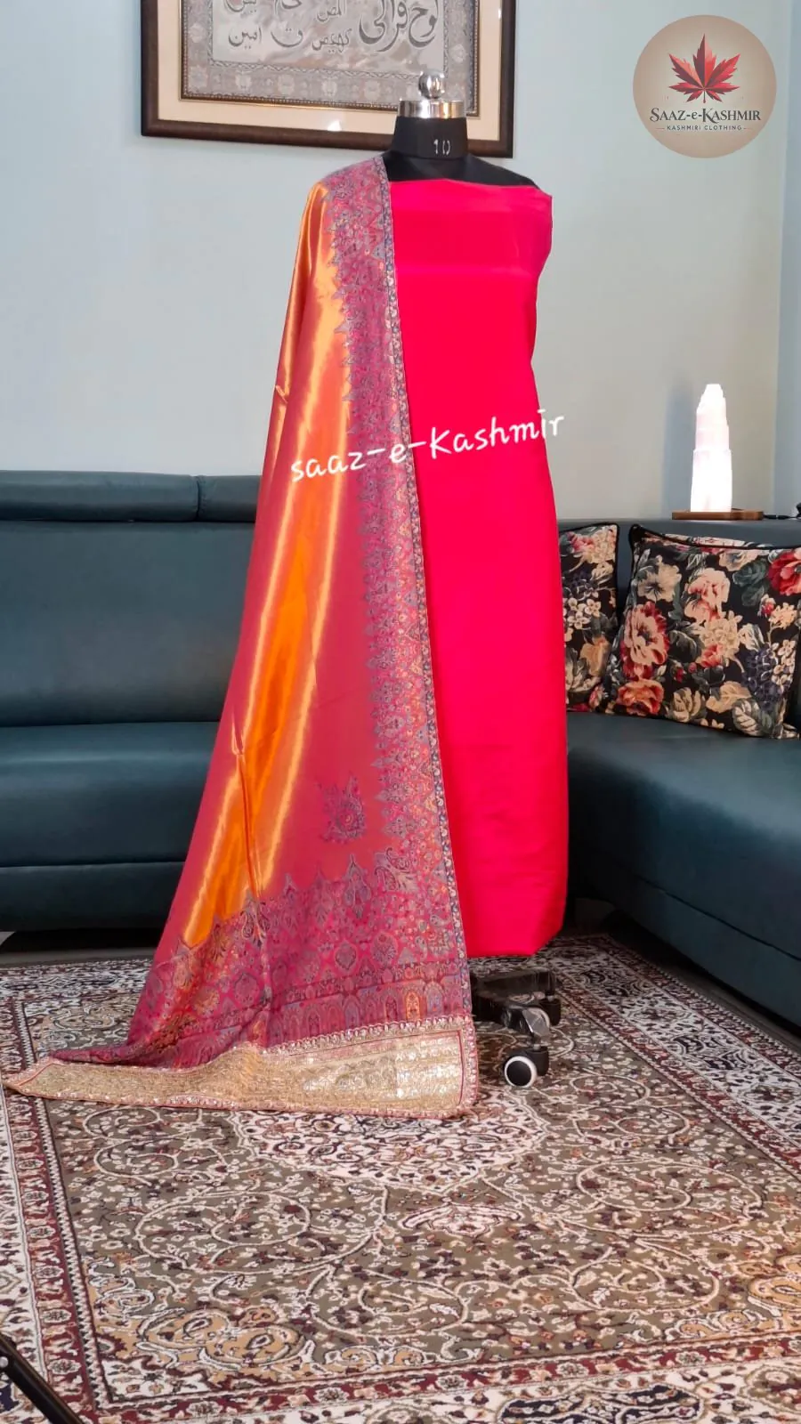 Hot Pink Tissue Suit with Sunset Orange Dupatta – Festive Statement Ensemble