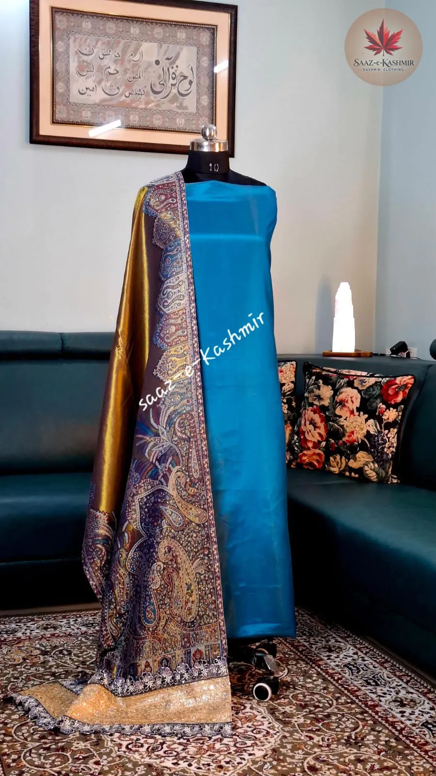 Lavender Tissue Suit with Golden Floral Dupatta – Elegant Festive Ensemble