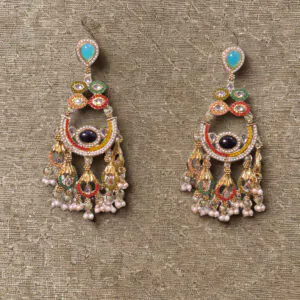 Multicolor Royal Golden Dangler Earrings